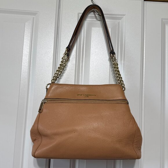 Karl Lagerfeld Handbags - KARL LAGERFELD Triple Compartment Chain Shoulder Bag Beige Vegan Leather